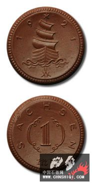 Germany Porcelain Notgeld Sachsen 1 Mark 1921.jpg