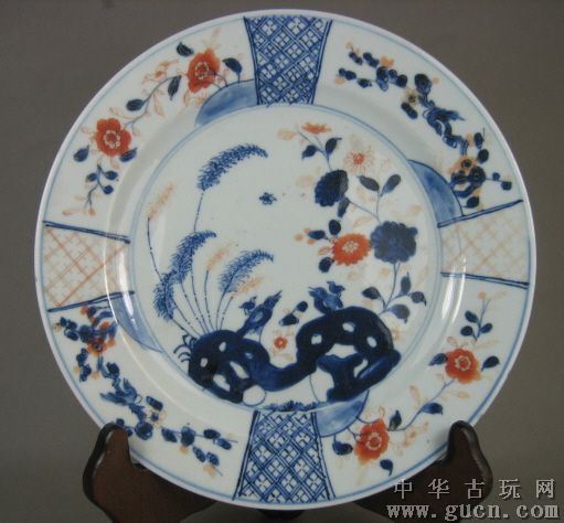 乾隆青花加彩描金花鸟盘1.jpg